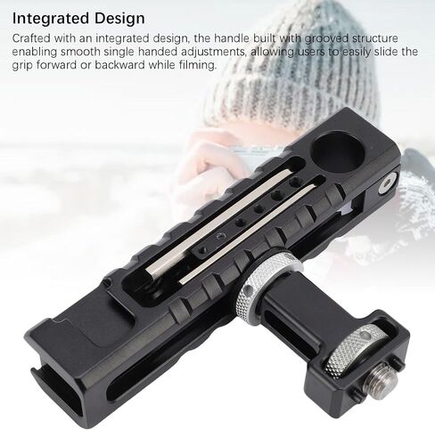 Qinlorgo Aluminum Alloy Camera Cage Top Handle Grip, Single Handed Adjustment Handle with Slide Rail Design, Ideal for External Expansion Cold Shoe Mount in Kuwait