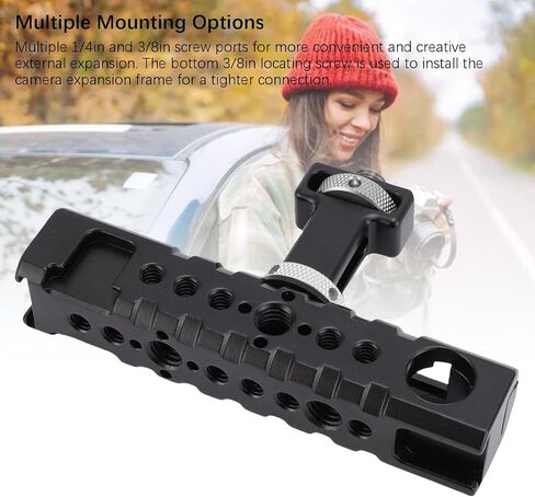 Qinlorgo Aluminum Alloy Camera Cage Top Handle Grip, Single Handed Adjustment Handle with Slide Rail Design, Ideal for External Expansion Cold Shoe Mount in Kuwait