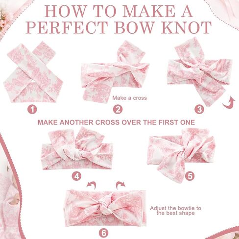Cuffbow Baby Newborn Girl Receiving Blanket with Bow Headband Pink Toile De Jouy Swaddle Blanket for Girls Cute Baby Blankets Soft Nursery Swaddle in Kuwait