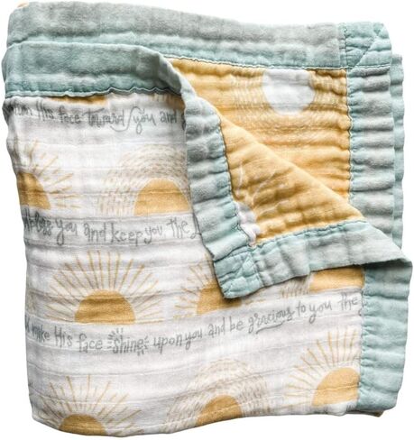 Scripture Blessing Blanket | Toddlers Double Sided Muslin Blanket | Super Soft Swaddle Blanket with 6-Layers | Luxury, Breathable Toddler Essentials for Girls and Boys | 47" X 47" in Kuwait