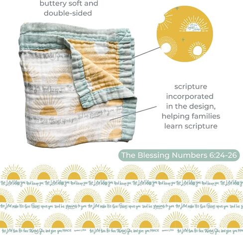 Scripture Blessing Blanket | Toddlers Double Sided Muslin Blanket | Super Soft Swaddle Blanket with 6-Layers | Luxury, Breathable Toddler Essentials for Girls and Boys | 47" X 47" in Kuwait