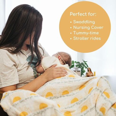 Scripture Blessing Blanket | Toddlers Double Sided Muslin Blanket | Super Soft Swaddle Blanket with 6-Layers | Luxury, Breathable Toddler Essentials for Girls and Boys | 47" X 47" in Kuwait
