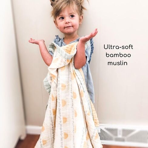 Scripture Blessing Blanket | Toddlers Double Sided Muslin Blanket | Super Soft Swaddle Blanket with 6-Layers | Luxury, Breathable Toddler Essentials for Girls and Boys | 47" X 47" in Kuwait