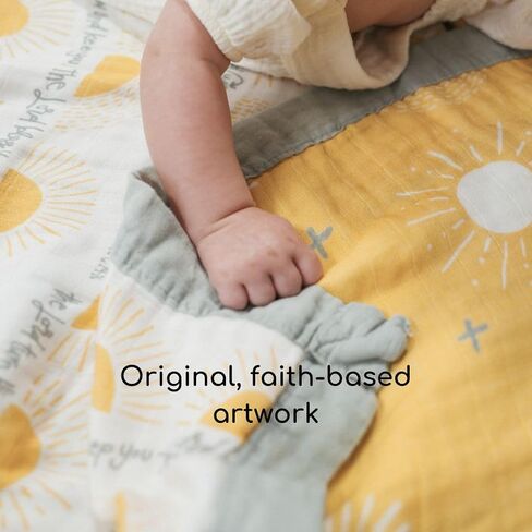 Scripture Blessing Blanket | Toddlers Double Sided Muslin Blanket | Super Soft Swaddle Blanket with 6-Layers | Luxury, Breathable Toddler Essentials for Girls and Boys | 47" X 47" in Kuwait