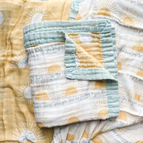 Scripture Blessing Blanket | Toddlers Double Sided Muslin Blanket | Super Soft Swaddle Blanket with 6-Layers | Luxury, Breathable Toddler Essentials for Girls and Boys | 47" X 47" in Kuwait