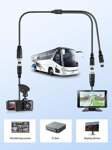4 Pin Y Splitter Cable，1 Male to 2 Female Aviation Extension Adapter Cable for CCTV Rearview Camera Car Truck Vehicle Backup Monitor-1.31ft in Kuwait