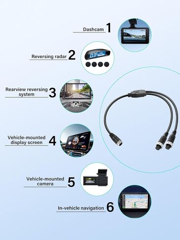 4 Pin Y Splitter Cable，1 Male to 2 Female Aviation Extension Adapter Cable for CCTV Rearview Camera Car Truck Vehicle Backup Monitor-1.31ft in Kuwait