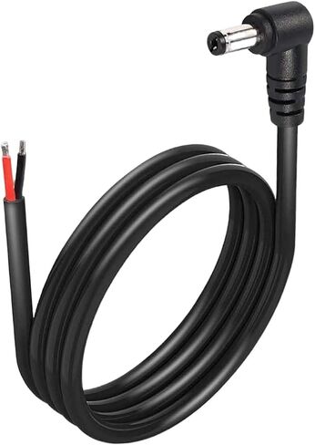 90 Degree DC Power Pigtail Cable16AWG, 12V, 5.5x2.1mm Male to 2 Bare Wire Open End for CCTV Camera, LED Strip Light, Security System 3.3FT/1M in Saudi Arabia