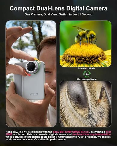 MicroCam-X1 4K Digital Camera, 12MP BSI CMOS Sensor, 400X Microscope, 4K Video, Autofocus, 3.5" LCD | Compact Kids Camera for STEM Learning | Point & Shoot, Portable, Travel, Ideal Gift | 128GB in Kuwait