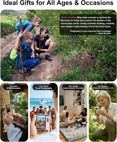 MicroCam-X1 4K Digital Camera, 12MP BSI CMOS Sensor, 400X Microscope, 4K Video, Autofocus, 3.5" LCD | Compact Kids Camera for STEM Learning | Point & Shoot, Portable, Travel, Ideal Gift | 128GB in Kuwait