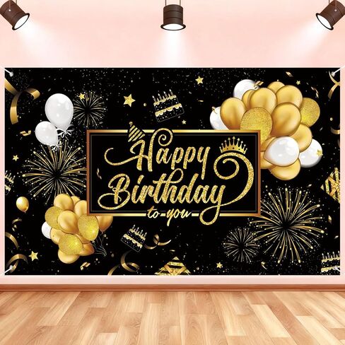 Happy Birthday Backdrop Banner, Colorful Birthdays Banner Backdrop Happy Birthday Party Decorations Yard Sign Background for Kids Birthdays Party Indoor Outdoor Decorations (6x3.6ft) in Kuwait