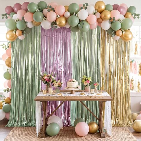 Frienda 4pcs Pink and Yellow Party Decorations 6.6ft Fringe Curtains Party Decorations Pink and Yellow Backdrop Curtains for Lemon Summer Thanksgiving Bridal Wedding Graduation Backdrop Decor in Kuwait
