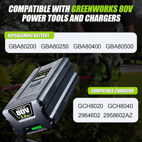 VANON 5000mAh 80V Replacement for Greenworks 80V Battery GBA80200 | GCH8040 GBA80250 GBA80400 GBA80500 BPB80L2510 Compatible with Greenworks 80V Cordless Power Tools in Saudi Arabia