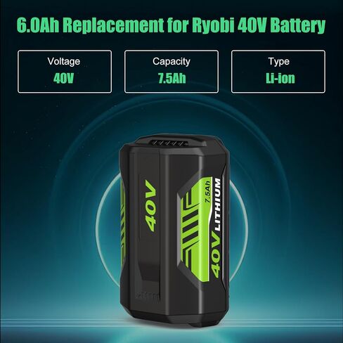 2Pack 40v 7500mAh OP4026A Replacement for Ryobi 40V Battery Lithium | Compatible with Ryobi 40 Volt Battery 7.5Ah OP4015 OP4040 OP40201 OP4050A OP4015 OP40261 OP40401 OP4060 Power Tools in Saudi Arabia