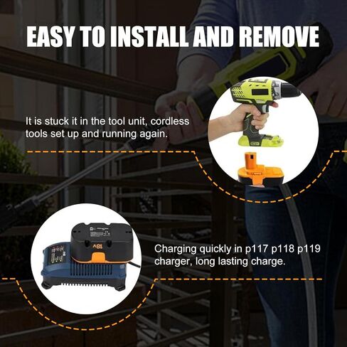 [Upgraded to 3.6Ah] 2 Pack P100 Replacement for 18V Ryobi Battery(Orange) | Compatible with Ryobi 18V Battery Replace for P101 ABP1803 BPP1820 1322401 1400672 130224007 Battery Cordless Power Tools in Kuwait