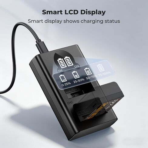 K&F CONCEPT EN-EL25 Dual LCD Battery Charger, Compatible with Nikon Z50ii, Z50, Z30, Z FC Camera MH-32 Battery in Kuwait