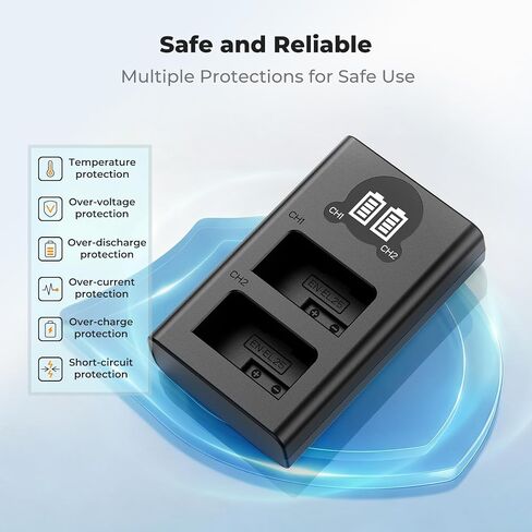K&F CONCEPT EN-EL25 Dual LCD Battery Charger, Compatible with Nikon Z50ii, Z50, Z30, Z FC Camera MH-32 Battery in Kuwait
