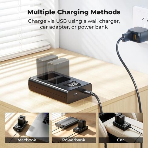 K&F CONCEPT EN-EL25 Dual LCD Battery Charger, Compatible with Nikon Z50ii, Z50, Z30, Z FC Camera MH-32 Battery in Kuwait