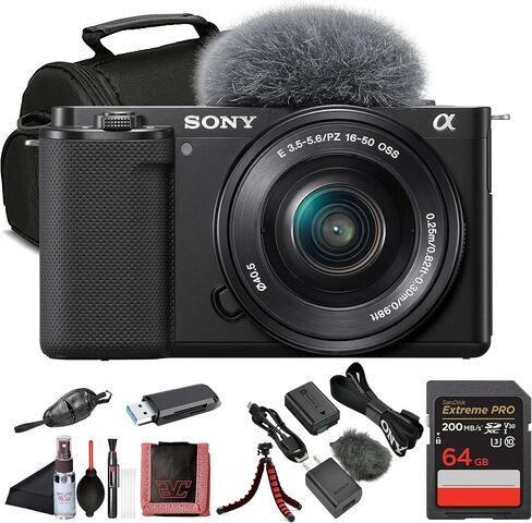 Sony ZV-E10 Mirrorless Camera White with 16-50mm Power Zoom Lens (ILCZV-E10L) – 24.2 MP APS-C Sensor, 4K Video, Vari-Angle Screen w/ 64GB Memory Card, Bag, Card Reader, HDMI Cable and More in Kuwait