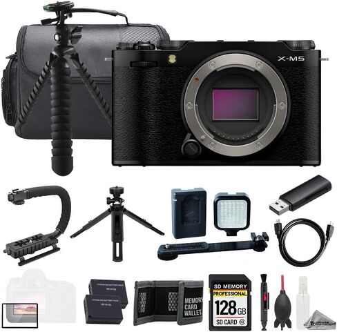 Fujifilm X-M5 Mirrorless Digital Camera Body (Black) | Includes 128GB Memory Card, Extra Battery, LED Light Kit, Camera Bag & Ultimate Accessory Kit in Kuwait