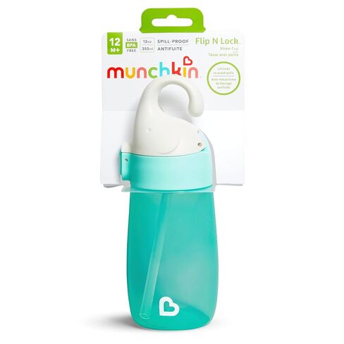 Munchkin® Flip n Lock™ Elephant Toddler Straw Cup, 12 Ounce, Mint in Kuwait