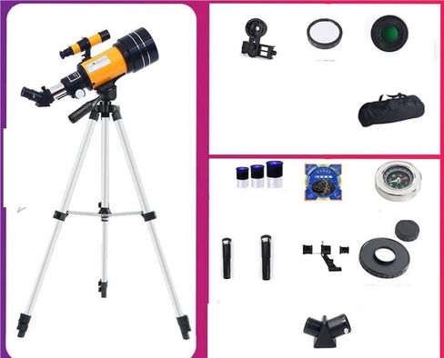 Small Size Telescope 70mm Aperture Refracting Reflector for Beginners Adjustable Height Tripod with Carry Bag Different in Kuwait