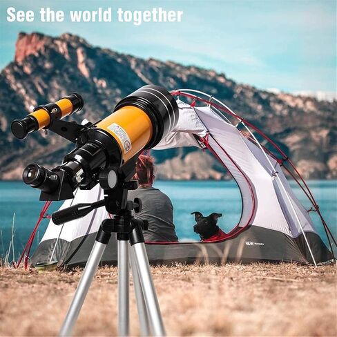 Small Size Telescope 70mm Aperture Refracting Reflector for Beginners Adjustable Height Tripod with Carry Bag Different in Kuwait