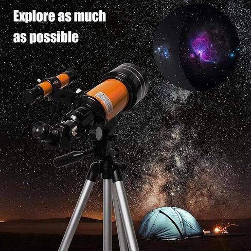 Small Size Telescope 70mm Aperture Refracting Reflector for Beginners Adjustable Height Tripod with Carry Bag Different in Kuwait