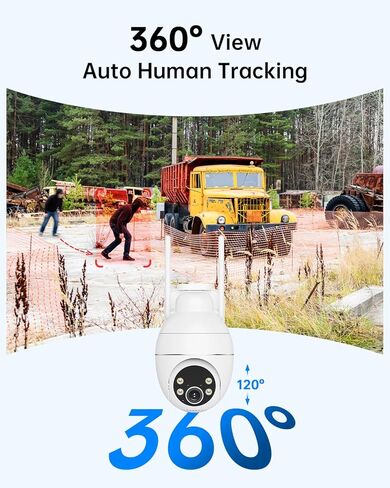 TKENPRO 4G LTE Cellular Security Camera 24/7 Recording Wireless Outdoor | Pre-Installed SIM Card and 32GB Memory Card，Solar Powered, Auto Tracking, AI Motion Detection, 2K Night Vision, 360° PTZ in Kuwait