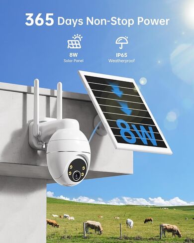 TKENPRO 4G LTE Cellular Security Camera 24/7 Recording Wireless Outdoor | Pre-Installed SIM Card and 32GB Memory Card，Solar Powered, Auto Tracking, AI Motion Detection, 2K Night Vision, 360° PTZ in Kuwait