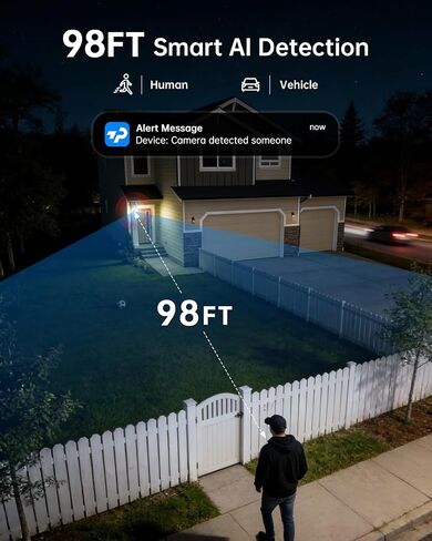 TKENPRO 4G LTE Cellular Security Camera 24/7 Recording Wireless Outdoor | Pre-Installed SIM Card and 32GB Memory Card，Solar Powered, Auto Tracking, AI Motion Detection, 2K Night Vision, 360° PTZ in Kuwait