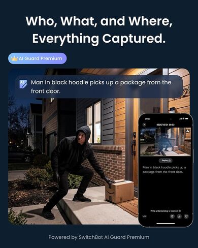 SwitchBot 3K PTZ Outdoor Security Camera, AI Video Search, Scene Alert & Daily Activity Report, 360° Auto Tracking, 5MP, 2.4GHz WiFi, Compatible with Alexa, Google, HA Through RTSP in Kuwait