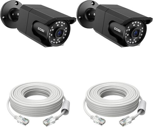 ZOSI 2Pack 4K 8MP Security PoE IP Bullet Camera Outdoor Indoor with Audio, Human Detection, 100ft B&W Night Vision, 4.0mm Lens, 90° Viewing Angle, IP66 Weatherproof (Only Work 4K POE NVR) | AI Human Motion Detection, 100ft Night Vision, 24/7 Audio Recordi in Kuwait