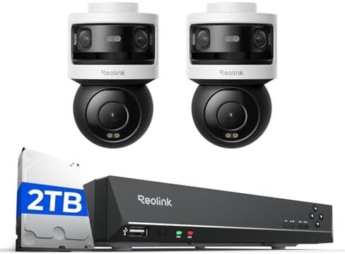 REOLINK Triple-Lens PoE Security Camera Outdoor, 10MP 180° Panoramic & 4K PT with Auto Tracking, 8CH Network Video Recorder for Home Security Camera System, OMVI 3i PoE x2 Bundle with RLN8-410 in Kuwait