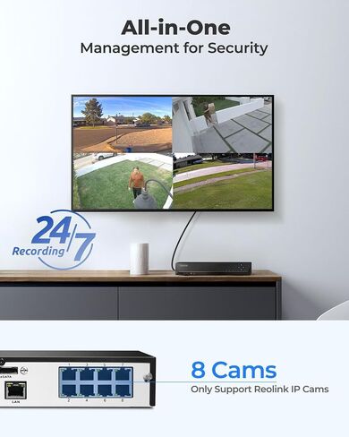 REOLINK Triple-Lens PoE Security Camera Outdoor, 10MP 180° Panoramic & 4K PT with Auto Tracking, 8CH Network Video Recorder for Home Security Camera System, OMVI 3i PoE x2 Bundle with RLN8-410 in Kuwait