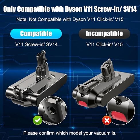 V11 Battery Replacement Compatible with Dyson V11 Screw-in Type, V11 Battery for V11 Animal Absolute Motorhead Fluffy SV14 (Not for Click-in Type) in Kuwait