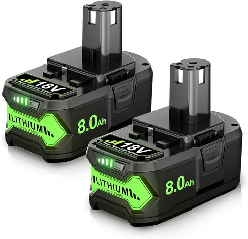2Pack Upgraded 8.0Ah Replacement for Ryobi 18V Battery Compatible with | 18 Volt Battery ONE+ Plus P102 P103 P104 P105 P106 P108 P107 P109 PBP002 PBP003 PBP004 PBP005 RB18L50 BPL1820 Tools in Kuwait