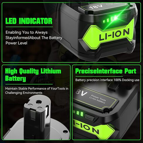 Bonacell 2Packs Upgraded 8.0Ah Replacement for Ryobi 18V Battery and Dual Charger Combo Compatible with 18 Volt Battery ONE Plus P103 P104 P105 P107 P109 P190 P191 P122 in Kuwait