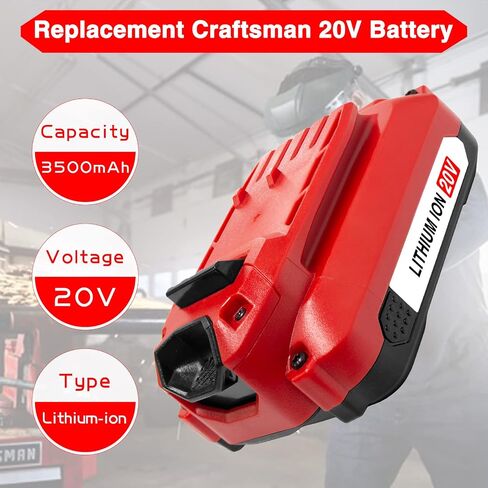 DTK 2Pack 3.5Ah Battery Replacement for Craftsman 20V Battery CMCB201 CMCB202 CMCB202-2 CMCB204 CMCB204-2 V20 Cordless Tool Battery in Kuwait