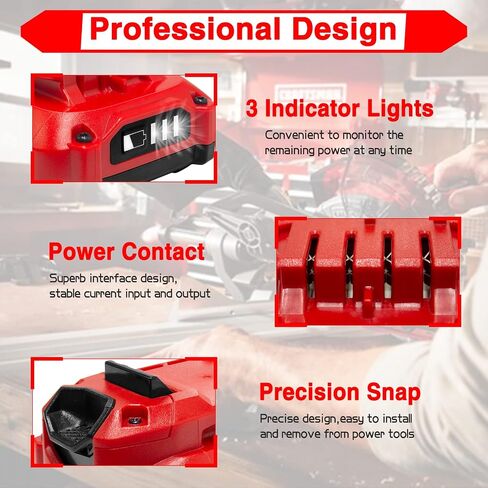 DTK 2Pack 3.5Ah Battery Replacement for Craftsman 20V Battery CMCB201 CMCB202 CMCB202-2 CMCB204 CMCB204-2 V20 Cordless Tool Battery in Kuwait