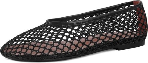 SOVANYOU Womens Breathable Mesh Ballet Flats Black Fishnet Slip On Flats Round Toe Causal Dressy Woven Ballerina Flat Shoes in Kuwait