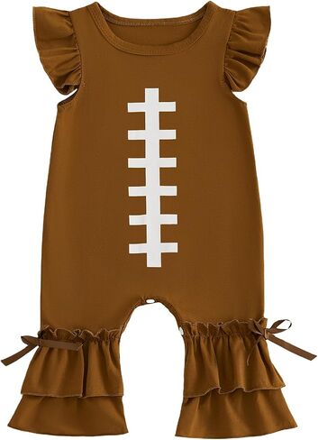 Baby Football Outfit Girl Game Day Onesie Football Romper Jumpsuit Summer Infant Newborn Girl Outfits Clothes in Kuwait