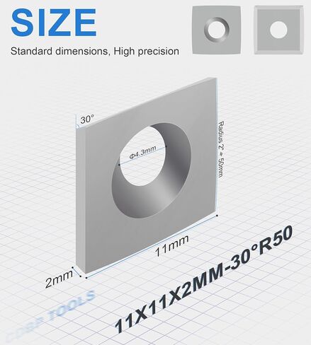 11mm Square with 2" Radius Carbide Inserts Cutters 11×11×2.0mm-R50 Replacement for Woodworking Fits SpiralHelical Planer Cutter Head Lathe Turning Tools, 10pcs in Kuwait