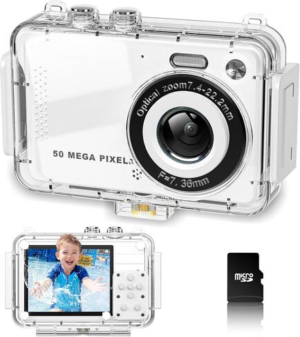 MOMILLA Kids Underwater Camera with Waterproof Case, 4K Digital Camera | 50MP Photos, 16X Digital Zoom Autofocus for Swimming, Travel, Outdoor, Birthday Gifts for 3-16 Year Old Boys Girls in Kuwait
