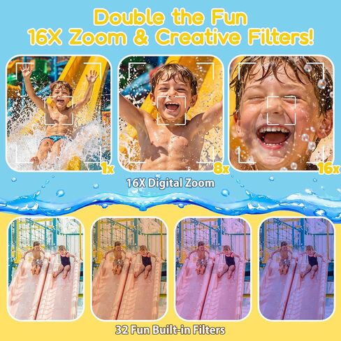 MOMILLA Kids Underwater Camera with Waterproof Case, 4K Digital Camera | 50MP Photos, 16X Digital Zoom Autofocus for Swimming, Travel, Outdoor, Birthday Gifts for 3-16 Year Old Boys Girls in Kuwait