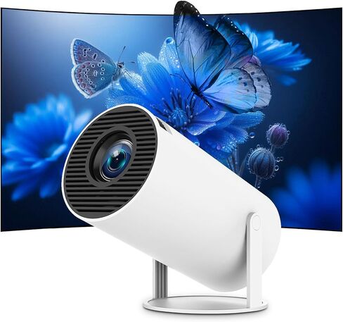 Mini Projector, Portable Smart Projector 4K WiFi 6 BT 5.4 [Built-in App] | Auto Keystone, Movie Projector Compatible With HDMI/USB/TV Stick/Smartphone/Laptop/PS5 Home Theater 180° Rotation White in Kuwait