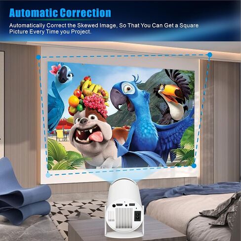 Mini Projector, Portable Smart Projector 4K WiFi 6 BT 5.4 [Built-in App] | Auto Keystone, Movie Projector Compatible With HDMI/USB/TV Stick/Smartphone/Laptop/PS5 Home Theater 180° Rotation White in Kuwait