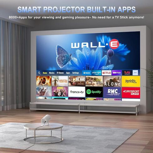 Mini Projector, Portable Smart Projector 4K WiFi 6 BT 5.4 [Built-in App] | Auto Keystone, Movie Projector Compatible With HDMI/USB/TV Stick/Smartphone/Laptop/PS5 Home Theater 180° Rotation White in Kuwait