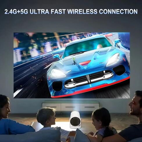 Mini Projector, Portable Smart Projector 4K WiFi 6 BT 5.4 [Built-in App] | Auto Keystone, Movie Projector Compatible With HDMI/USB/TV Stick/Smartphone/Laptop/PS5 Home Theater 180° Rotation White in Kuwait