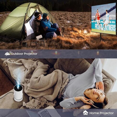 Mini Projector, Portable Smart Projector 4K WiFi 6 BT 5.4 [Built-in App] | Auto Keystone, Movie Projector Compatible With HDMI/USB/TV Stick/Smartphone/Laptop/PS5 Home Theater 180° Rotation White in Kuwait